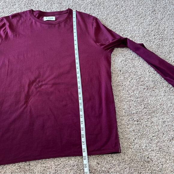 M.Singer Mens Long Sleeve Cotton Burgundy Tee - Picture 9 of 11